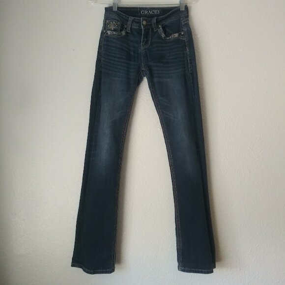 Grace in LA women's size 25 embroidered jeans - Picture 1 of 16